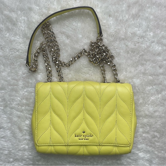 Kate Spade Briar lane quilted mini Evelyn adjustable crossbody bag lemon yellow